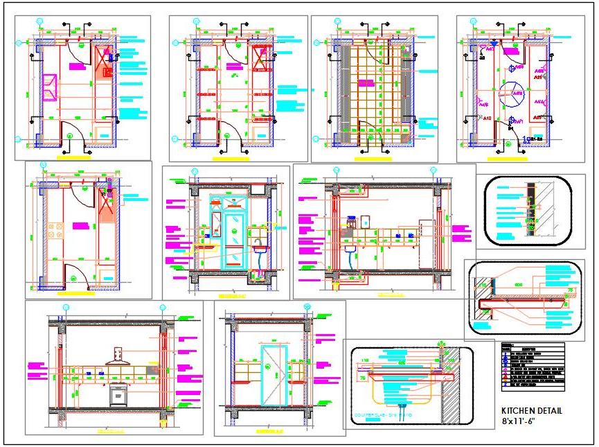 8'x11' Kitchen CAD Design- Complete Layout, Electrical, & Plumbing